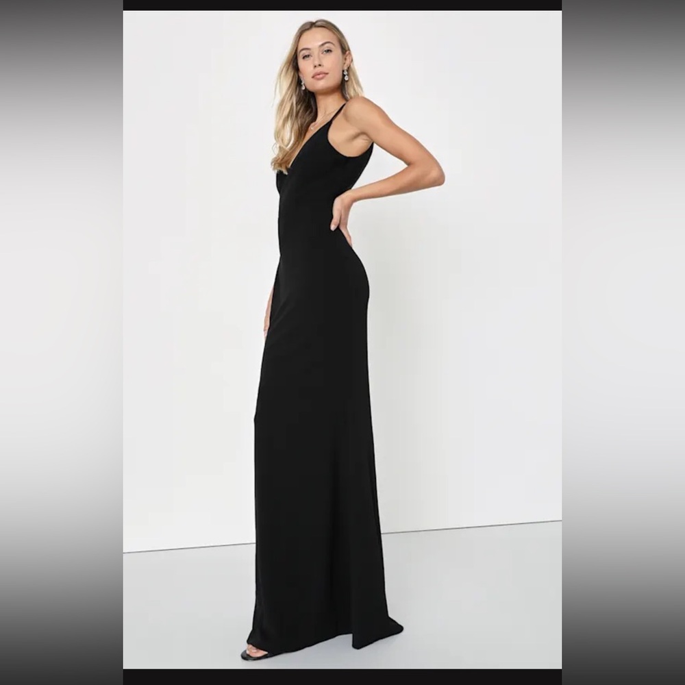 Lulus Moments Of Bliss Black Backless Mermaid Maxi Dress - Size XS - Picture 3 of 5